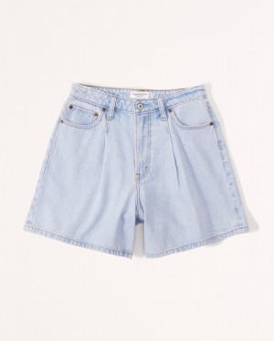 Light Wash Abercrombie And Fitch Curve Love High Rise Loose Women Shorts | 45DKGQFTR