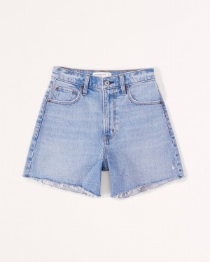 Light Wash Abercrombie And Fitch High Rise Dad Women Shorts | 13LKDHVRJ