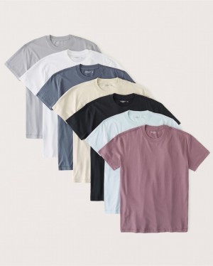 Multicolor Abercrombie And Fitch 7-pack Essential Men T-shirts | 53COUWYVX