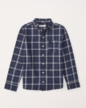 Navy Abercrombie And Fitch Long-sleeve Icon Boys Shirts | 32HRAUYBP