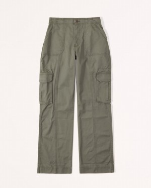 Olive Abercrombie And Fitch Curve Love Relaxed Cargo Women Pants | 46BRLNPKY