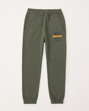 Olive Abercrombie And Fitch Print Logos Boys Jogger | 17MFIQHJO