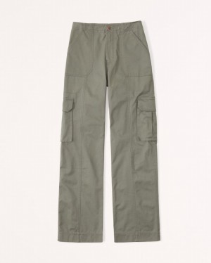 Olive Abercrombie And Fitch Relaxed Cargo Women Pants | 87NFQAYCV