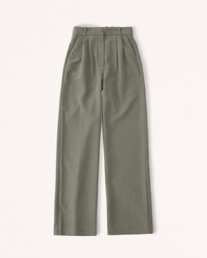 Olive Abercrombie And Fitch Sloane Tailored Women Pants | 91IJVFKGQ