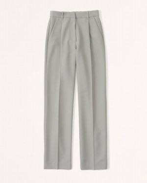 Olive Abercrombie And Fitch Tailored Relaxed Straight Women Pants | 61CNPITVO