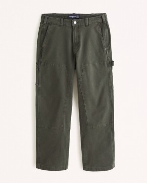 Olive / Green Abercrombie And Fitch Baggy Workwear Men Pants | 93ZEYKFPG