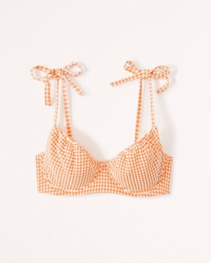 Orange Abercrombie And Fitch Seersucker Tie-strap Underwire Women Swimwear | 40UITVBRS