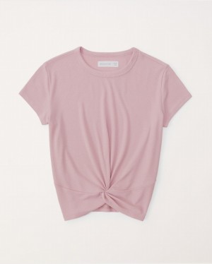 Pink Abercrombie And Fitch Twist-front Girls T-shirts | 49XTUWCLF