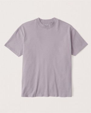 Purple / Grey Abercrombie And Fitch Oversized Boyfriend Essential Women T-shirts | 63TYIOEAM