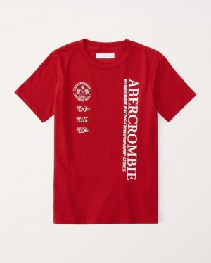 Red Abercrombie And Fitch Print Logo Boys T-shirts | 49WLVUMKA