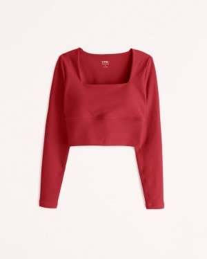 Red Abercrombie And Fitch Ypb Sculptlux Long-sleeve Slim Squareneck Women Shirts | 85QXIZFKH