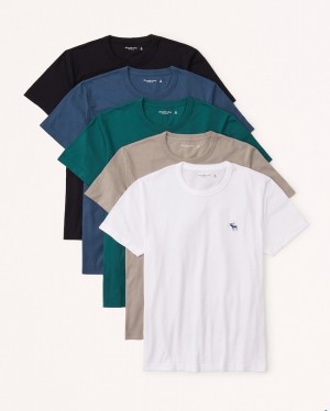 Turquoise Abercrombie And Fitch 5-pack Elevated Icon Men T-shirts | 27MQJNGZS
