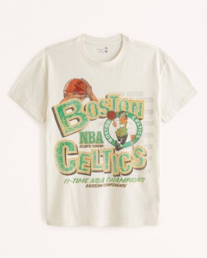 White Abercrombie And Fitch Boston Celtics Graphic Men T-shirts | 56KRXNUFY
