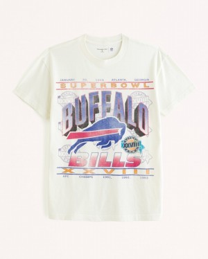 White Abercrombie And Fitch Buffalo Bills Graphic Men T-shirts | 82MWXIVKU