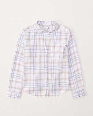 White Abercrombie And Fitch Classic Flannel Girls T-shirts | 54CKOVQWF