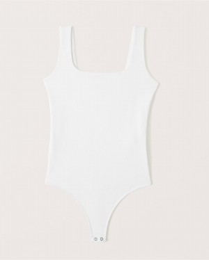 White Abercrombie And Fitch Cotton Seamless Fabric Women Bodysuit | 16PENTZIU