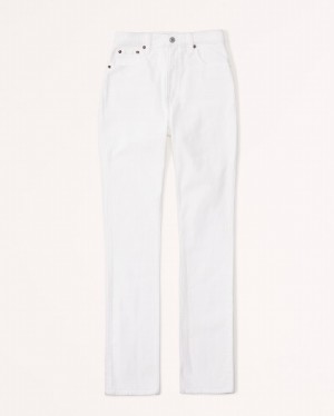 White Abercrombie And Fitch Curve Love Ultra High Rise 90s Slim Straight Women Jeans | 90OMKIVGL