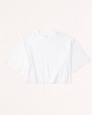 White Abercrombie And Fitch Essential Cropped Easy Women T-shirts | 14CVFNEIH