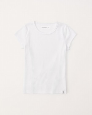 White Abercrombie And Fitch Essential-sleeve Girls T-shirts | 18DKLRQUO