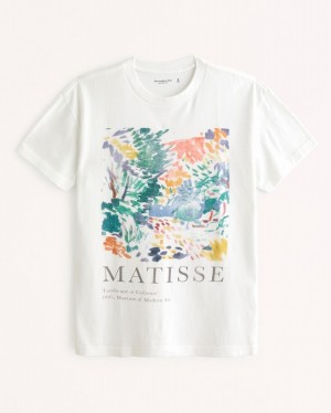 White Abercrombie And Fitch Matisse Graphic Men T-shirts | 67IDVJCQT