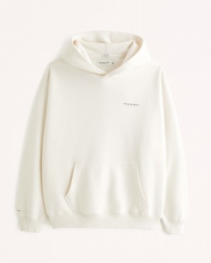 White Abercrombie And Fitch Micro-logo Popover Men Hoodie | 42SJXBKUD