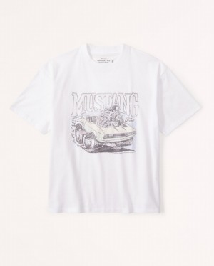 White Abercrombie And Fitch Mustang Graphic Easy Women T-shirts | 89CZOXRFV