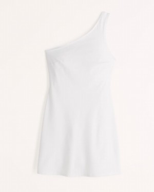 White Abercrombie And Fitch One-shoulder Traveler Mini Women Dresses | 38ABJPTYX
