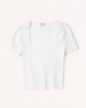 White Abercrombie And Fitch Ottoman Squareneck Women T-shirts | 42XETQSAW