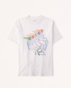 White Abercrombie And Fitch Oversized Boyfriend The Go-go's Graphic Women T-shirts | 98JEUHWOZ