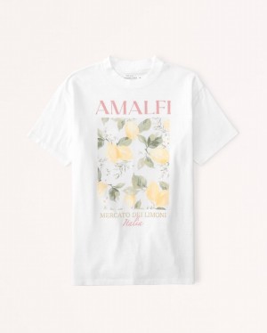 White Abercrombie And Fitch Oversized Boyfriend Amalfi Graphic Women T-shirts | 94TVAFYSB