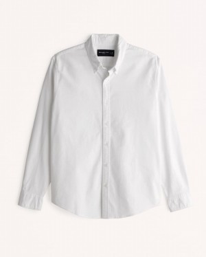 White Abercrombie And Fitch Oxford Men Shirts | 18ZCTFHWN