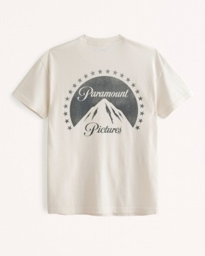White Abercrombie And Fitch Paramount Graphic Men T-shirts | 45JVFMYZH