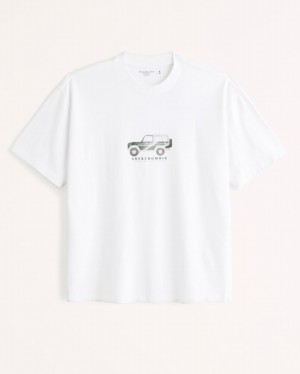 White Abercrombie And Fitch Print Graphic Logo Men T-shirts | 90TXDGOUN