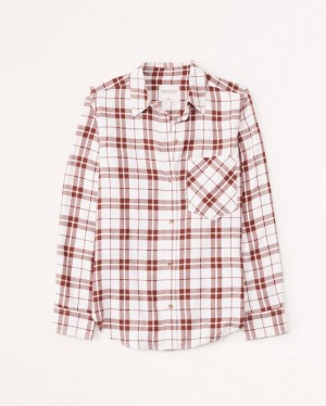 White Abercrombie And Fitch Relaxed Flannel Women Shirts | 54RKFPDAS