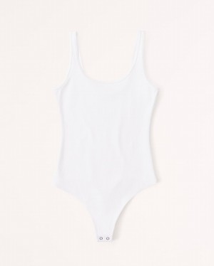 White Abercrombie And Fitch Seamless Rib Fabric Scoopneck Women Bodysuit | 47LWHDPMG