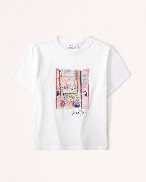 White Abercrombie And Fitch Short-sleeve Matisse Graphic Skimming Women T-shirts | 52ADPKWVG