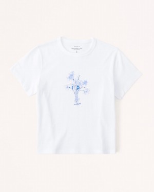 White Abercrombie And Fitch Short-sleeve Floral Graphic Skimming Women T-shirts | 63AUSNWJV