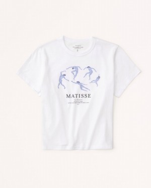 White Abercrombie And Fitch Short-sleeve Matisse Graphic Skimming Women T-shirts | 38KBICANQ