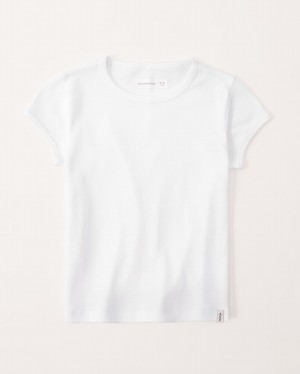 White Abercrombie And Fitch Slim Essential Rib Girls T-shirts | 98TGBYSVU