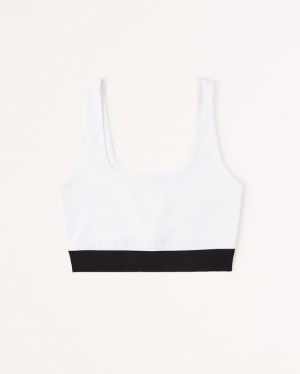 White Abercrombie And Fitch Vol. 28 Ultra Cropped Scoopneck Women Tanks | 95EIXGYPK