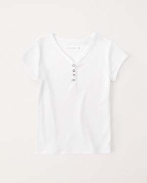 White Abercrombie And Fitch Waffle Henley Girls T-shirts | 56NHKWVEC