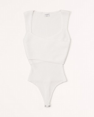 White Abercrombie And Fitch Wrap Women Bodysuit | 70LVUZPHG