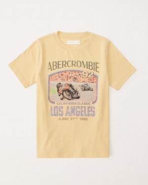 Yellow Abercrombie And Fitch Imagery Logo Graphic Boys T-shirts | 49NYTZLQF