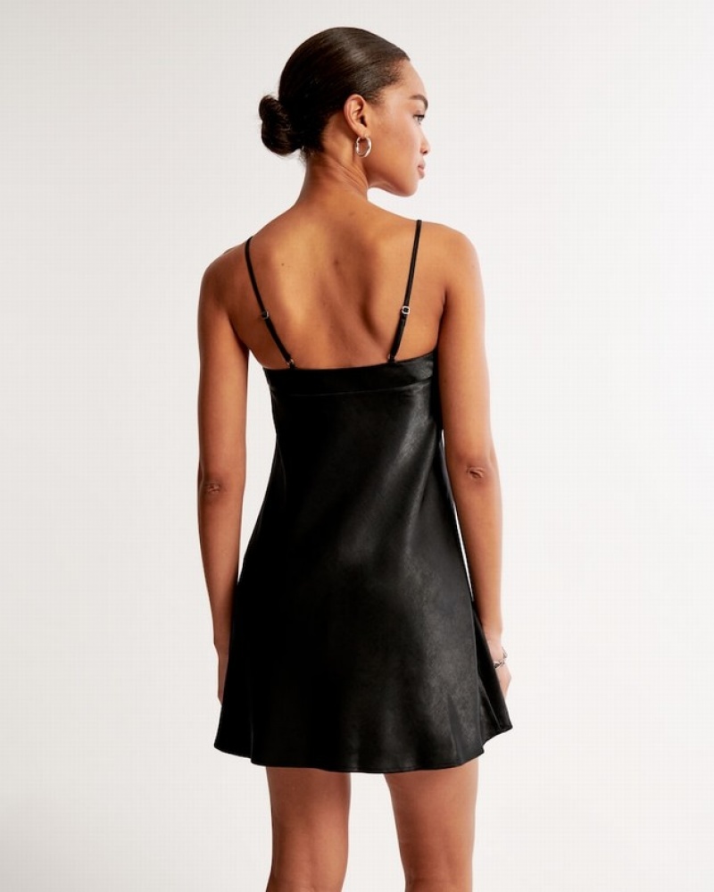 Black Abercrombie And Fitch 90s Satin Slip Mini Women Dresses | 48SLZEJUK