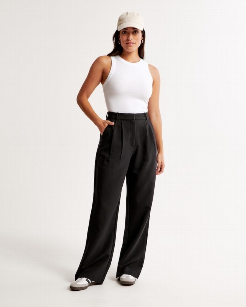 Black Abercrombie And Fitch Curve Love Sloane Tailored Women Pants | 53IKSYNDW