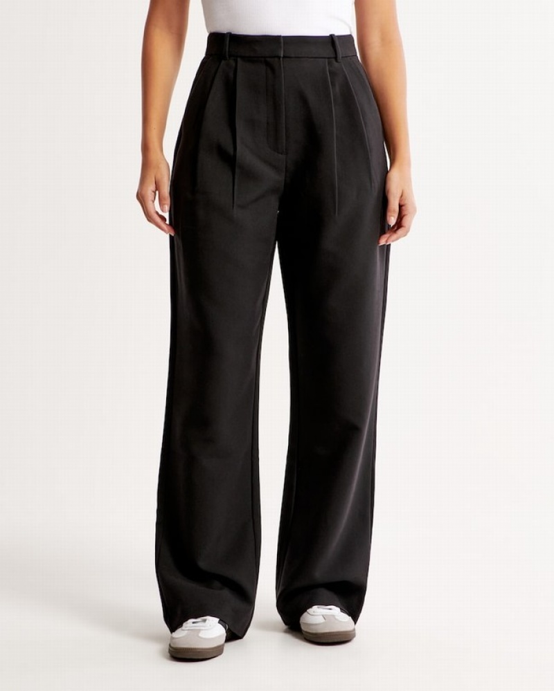Black Abercrombie And Fitch Curve Love Sloane Tailored Women Pants | 53IKSYNDW