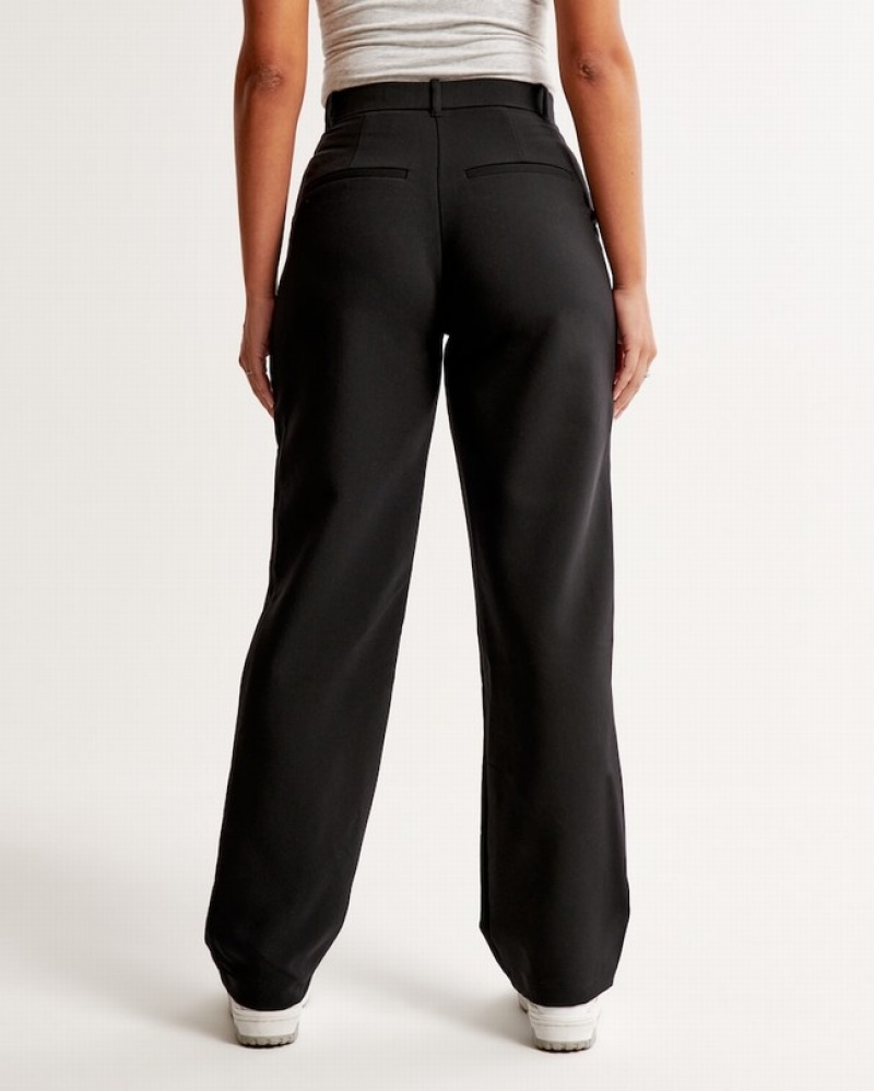 Black Abercrombie And Fitch Curve Love Tailored Relaxed Straight Women Pants | 65PZVSWYB