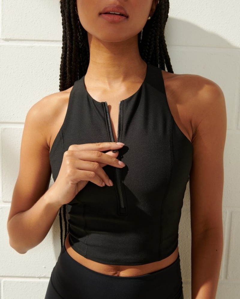 Black Abercrombie And Fitch Ypb Sculptlux Zip-front Scuba Slim Women Sets | 04SOWGFJQ