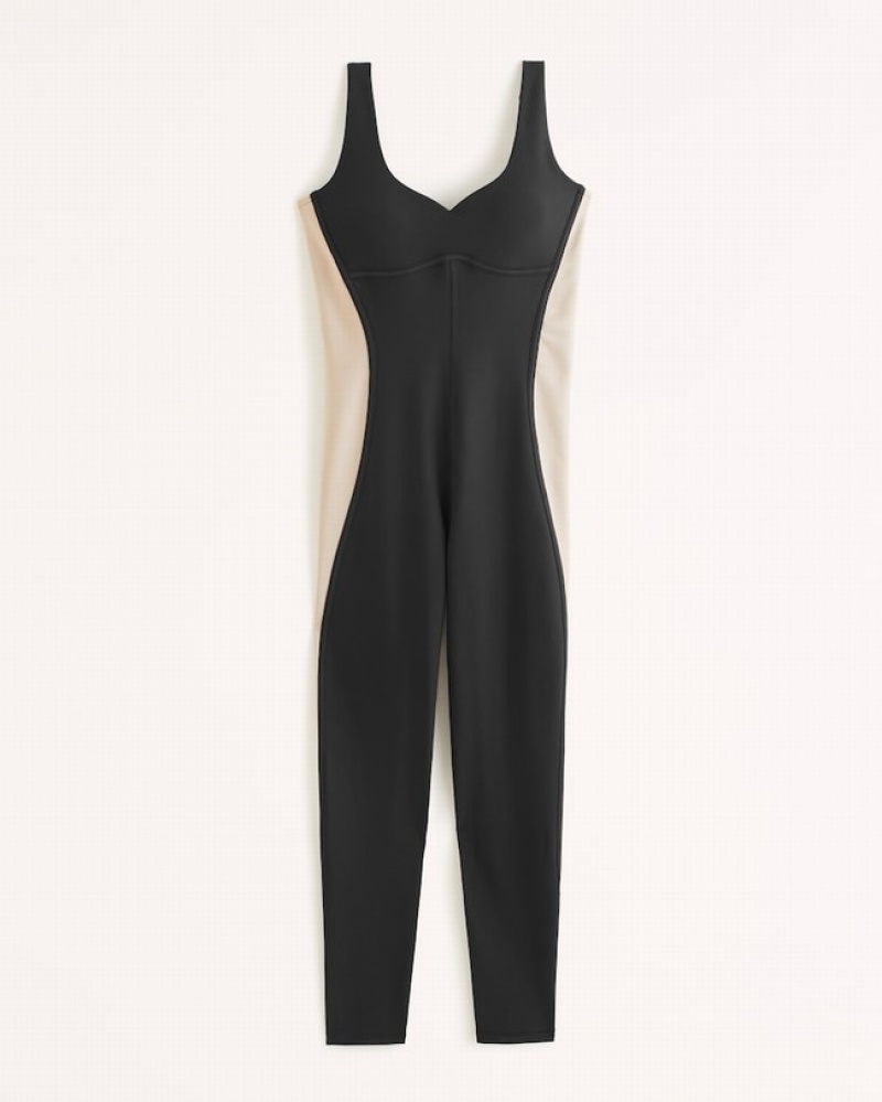 Black Abercrombie And Fitch Ypb Sculptlux Full-length Sweetheart Women Jumpsuit | 90YWVEIPM