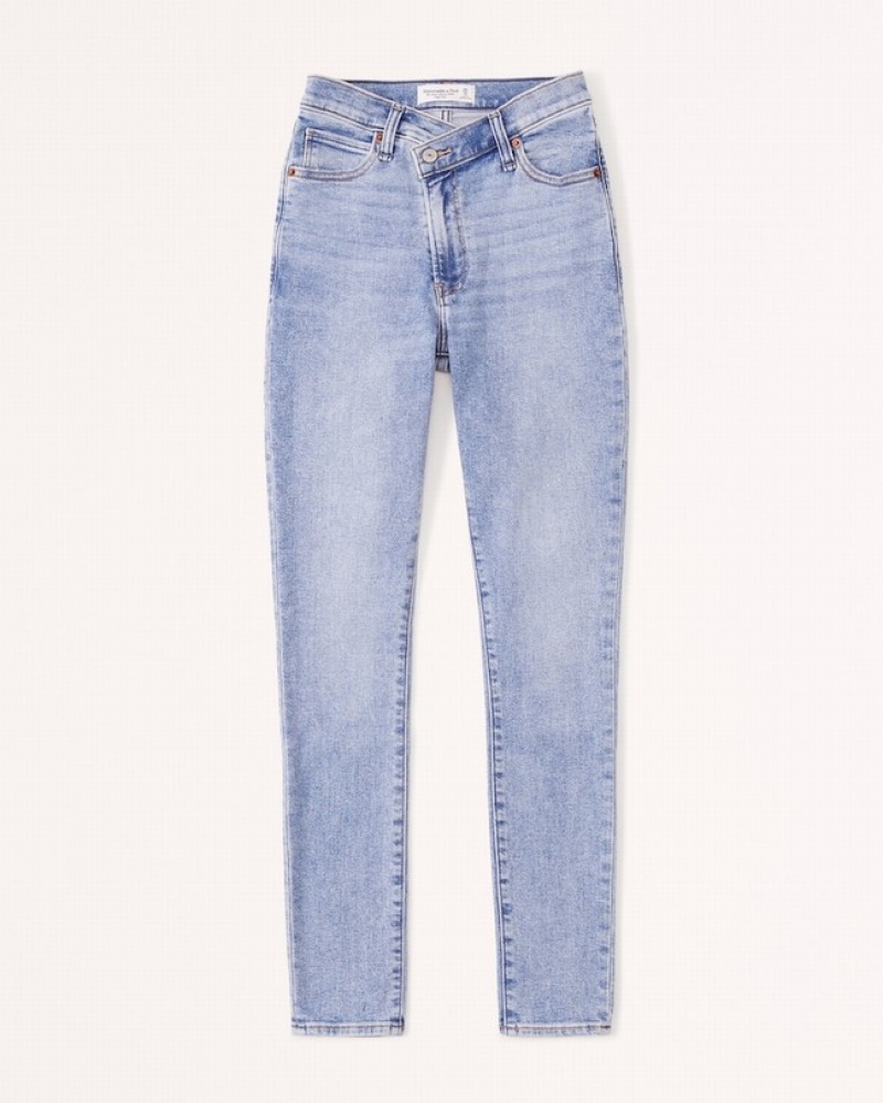 Blue Abercrombie And Fitch High Rise Super Skinny Ankle Women Jeans | 72EXLRMZP